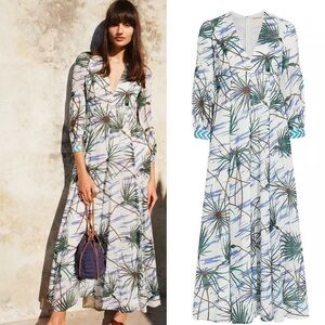 Emporio Sirenuse Lena Floral Cotton Maxi Dress Size 8 Papyrus